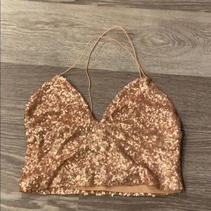 Blush sequin crop top